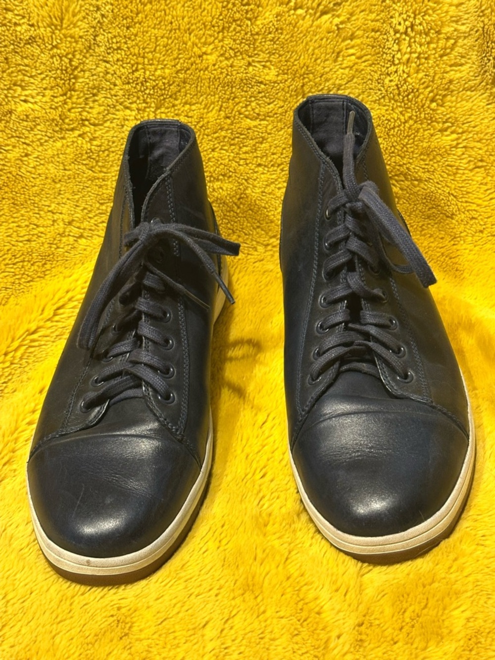 Cole Haan Grand OS CrossCourt Mens Sz 8.5M Navy Leather Sneakers C26436 High Top